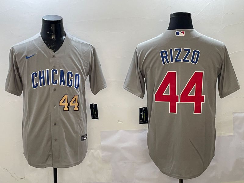 Men Chicago Cubs 44 Rizzo Grey Game 2025 Nike MLB Jersey style 3